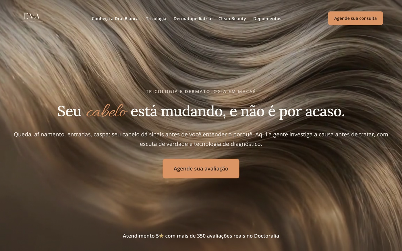 Site da Eva Dermatologia, da Dra. Bianca Passos, construído por José Ricardo.